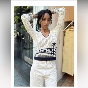 NWT Hunter Bell Skylar Anchor knit Sweater M Nautical Preppy Coastal